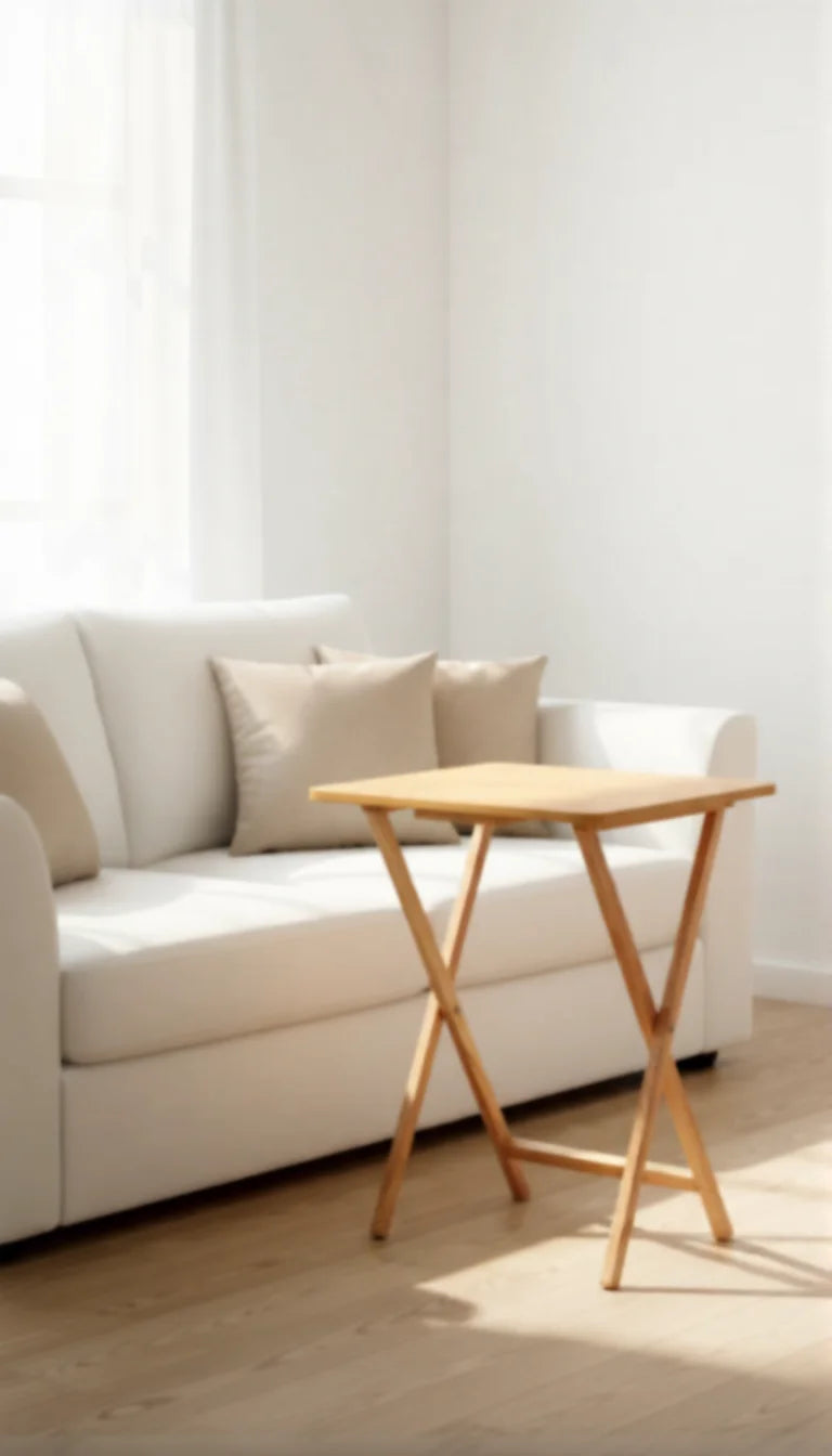 Foldable Wooden TV Tray Table – Pine Finish Rubberwood Folding Table