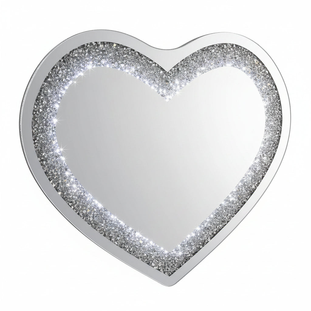 heart wall mirror crushed crystal illuminated mirror