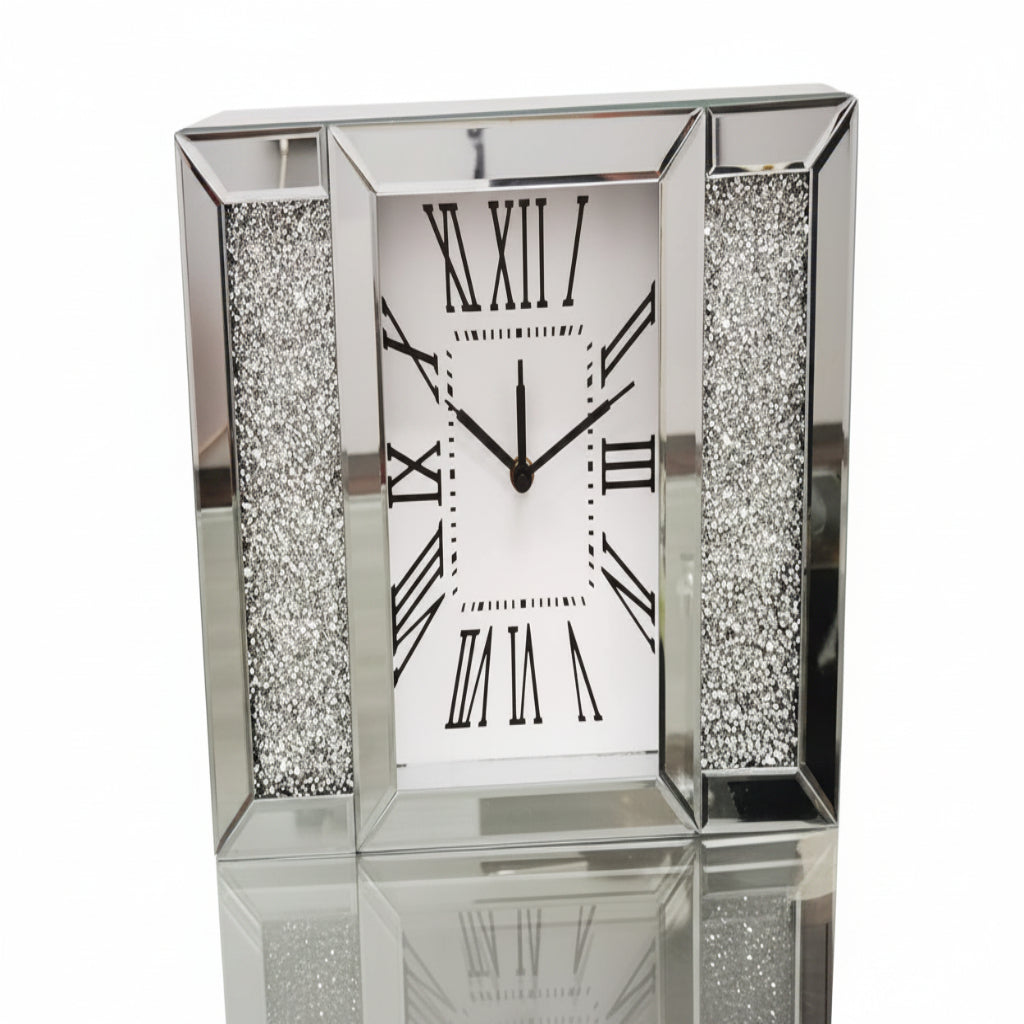 jewel mirrored roman numeral wall clock glam crystal wall decor