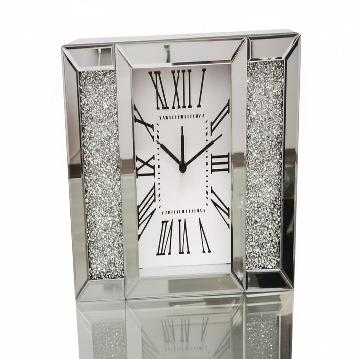 jewel mirrored roman numeral wall clock glam crystal wall decor