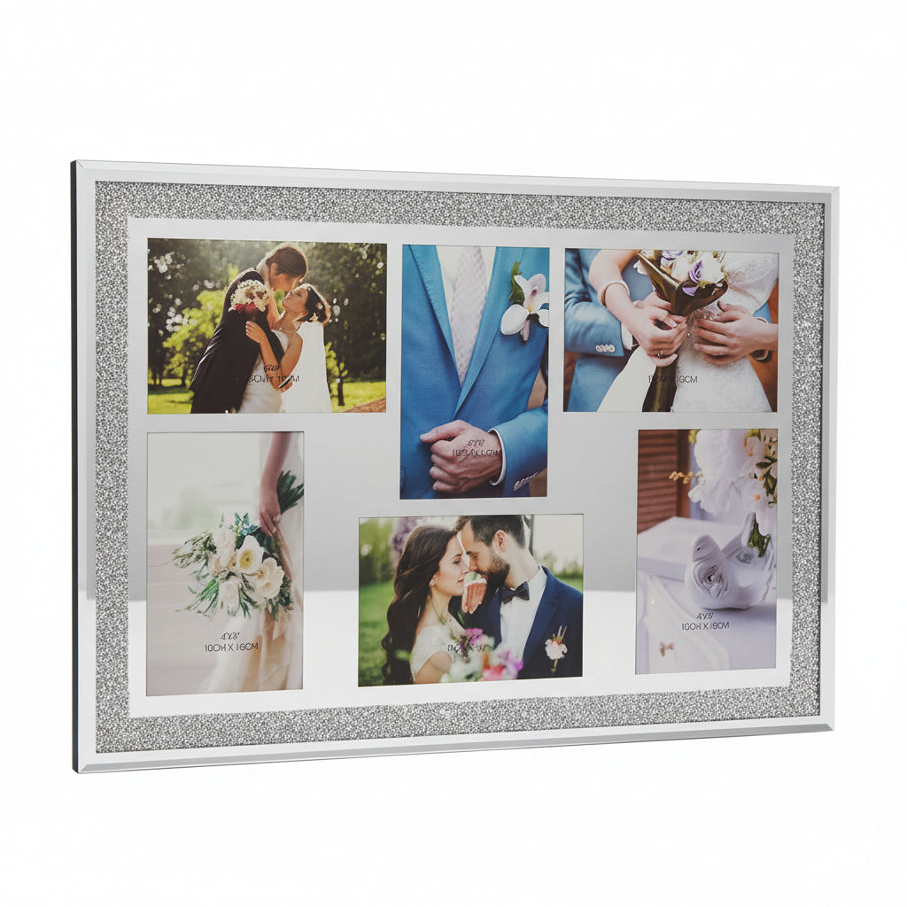 mirrored multi photo frame crystal decor