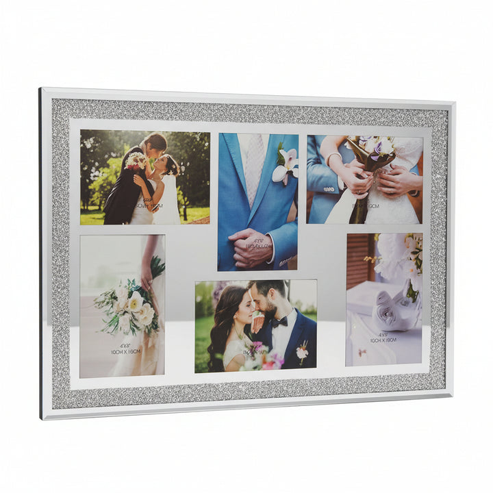 mirrored multi photo frame crystal decor