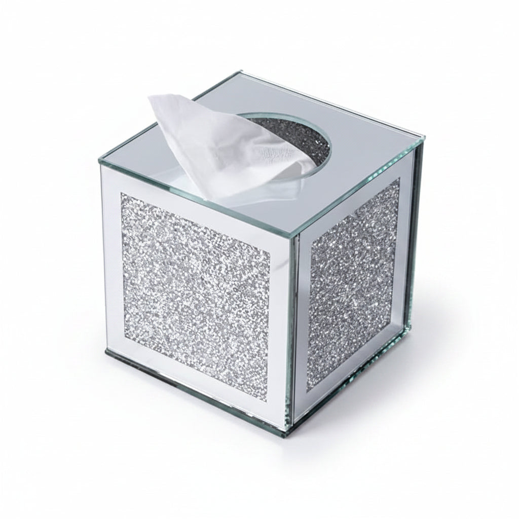 mirrored tissue box cover bathroom organizer