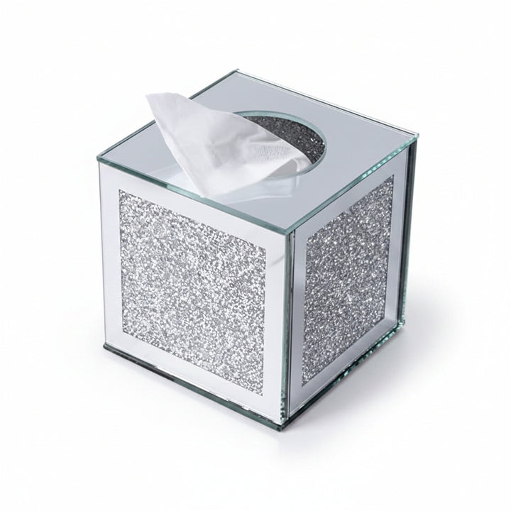 mirrored tissue box cover bathroom organizer