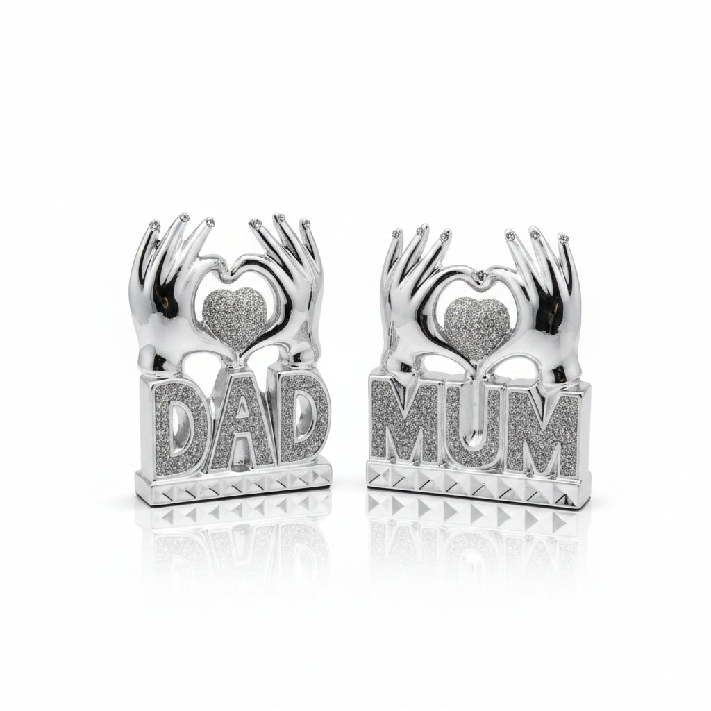 mom dad crystal heart ornament silver home decor gift idea