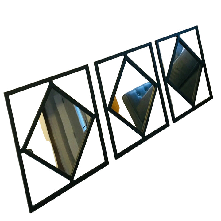 Set of 3 square diamond shape wall mirrors 40x40cm
