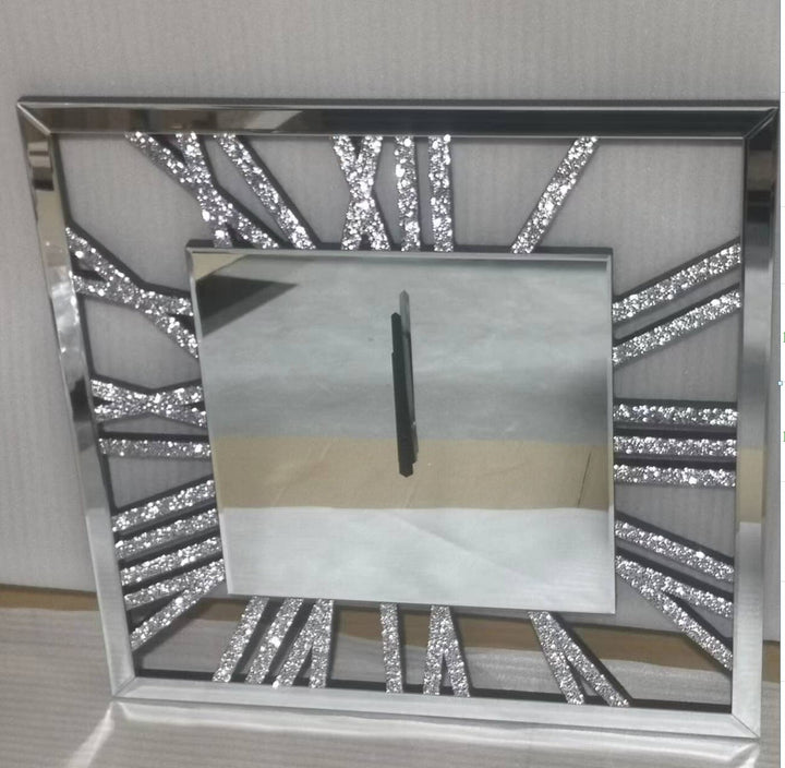 square mirrored crushed crystal wall clock large living room decor