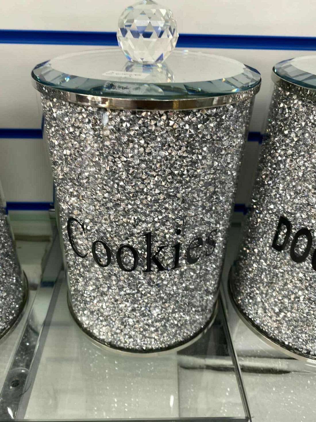 Silver crushed diamond biscuit jar
