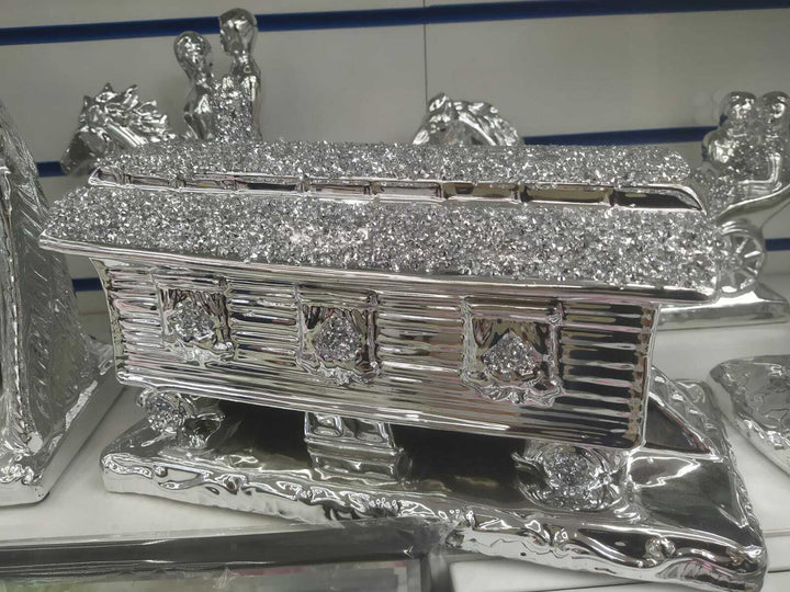 large silver house ornament crushed diamond decor