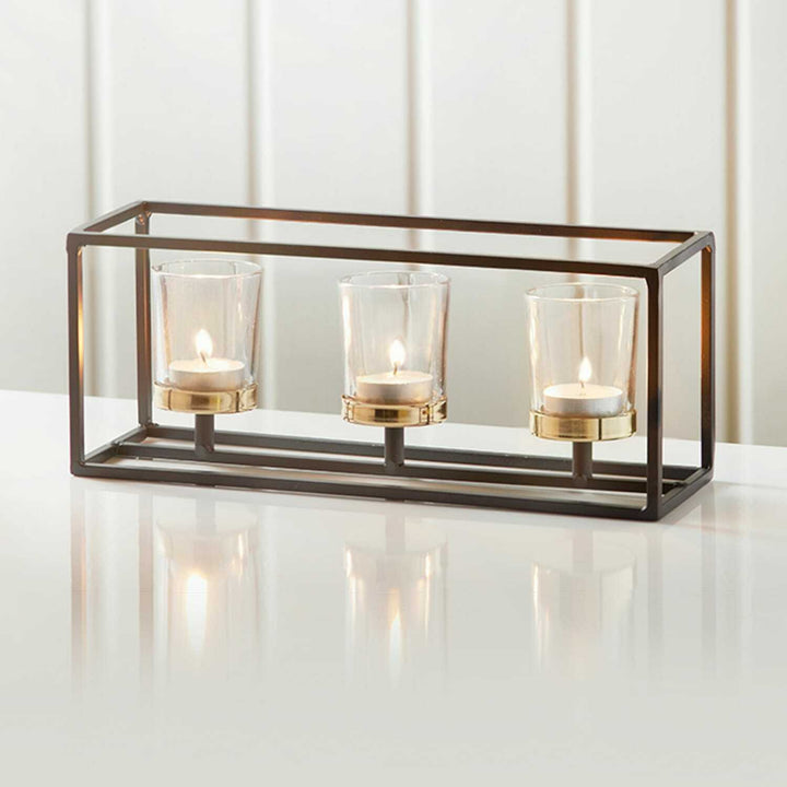 Black Gold Tealight Candle Holder