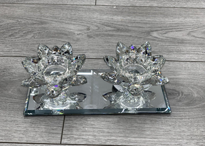 tea light holder crystal silver 2pcs