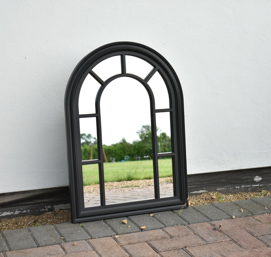 Black vintage arched wall mirror 70x50cm