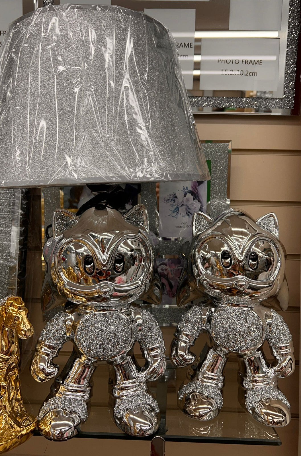 Crushed diamond silver Sonic table lamp ornament combo