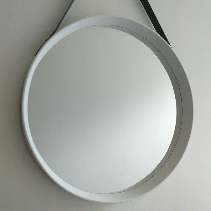 Large round wall mirror white frame