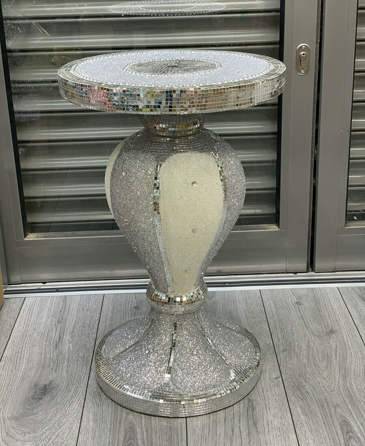 Silver venetian mirrored table bedside