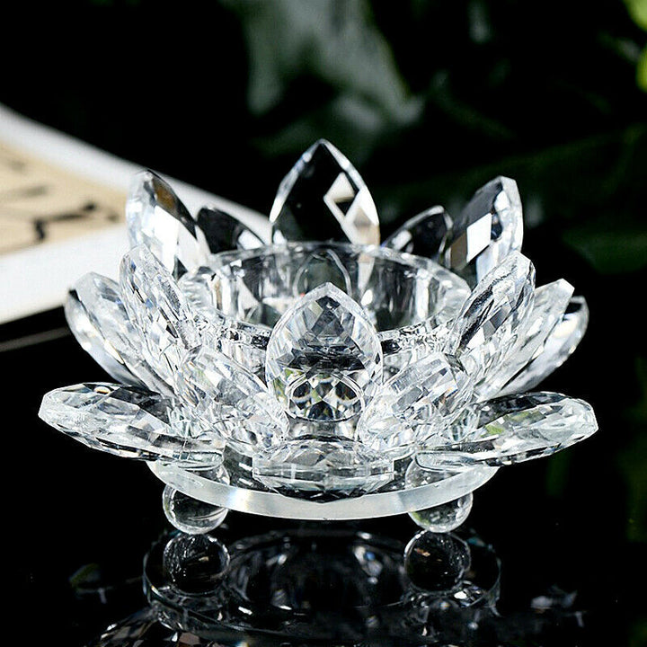 Crystal lotus flower tea light holder