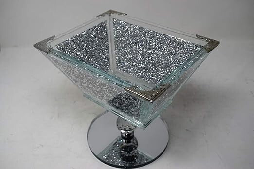 silver crush diamond glass fruit bowl