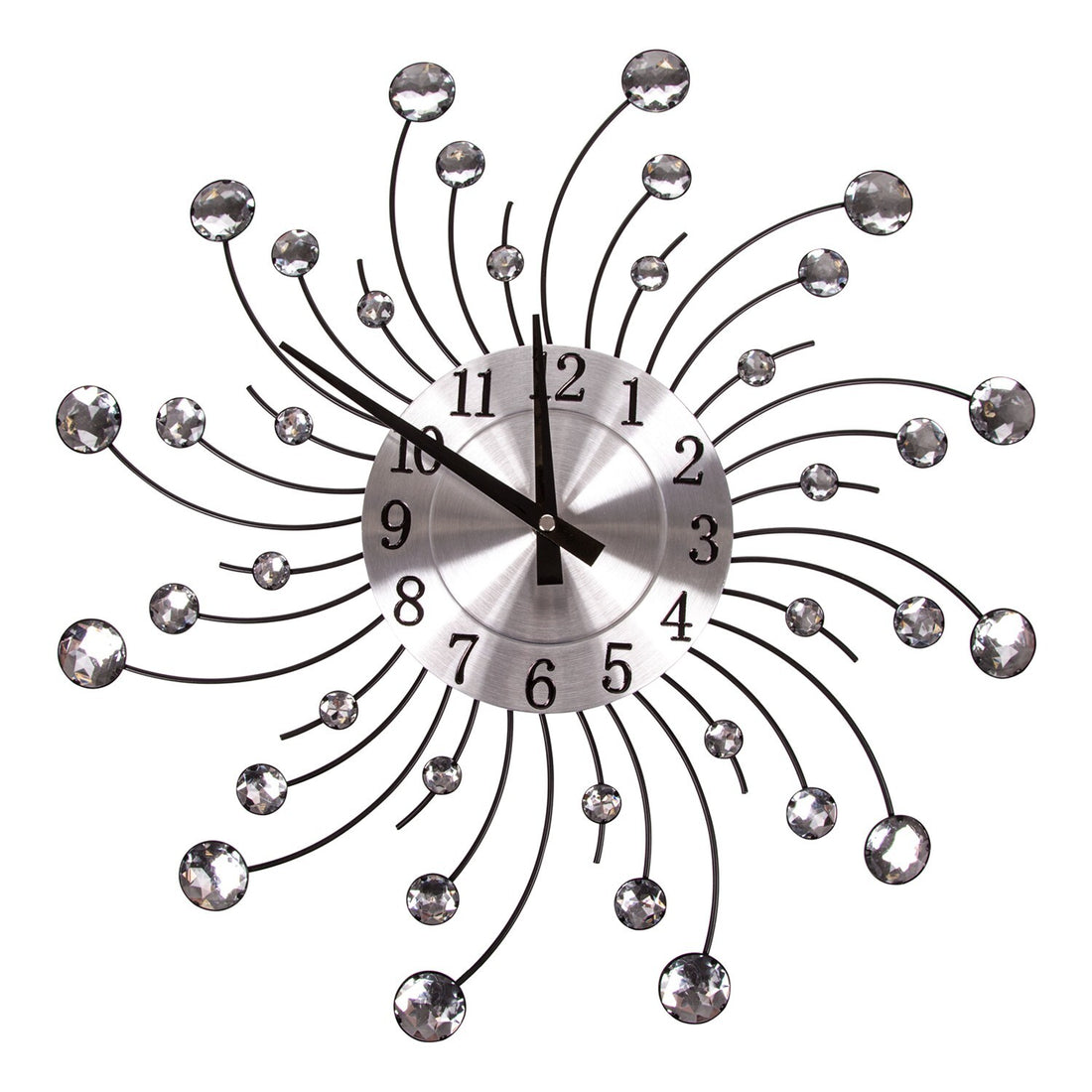 Jewelled swirl wall clock silver sparkle decor
