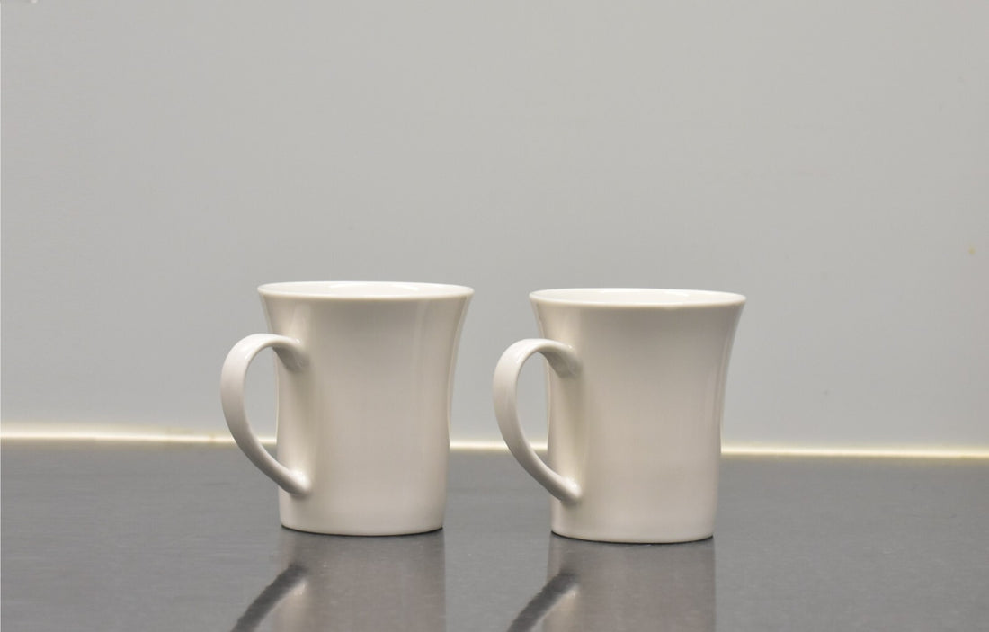 White porcelain coffee mugs 340ml set 2