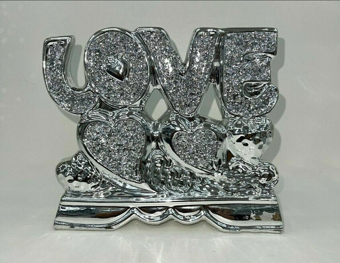 heart love silver crystal ornament decor