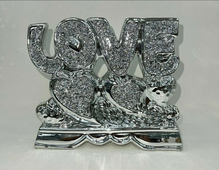 heart love silver crystal ornament decor