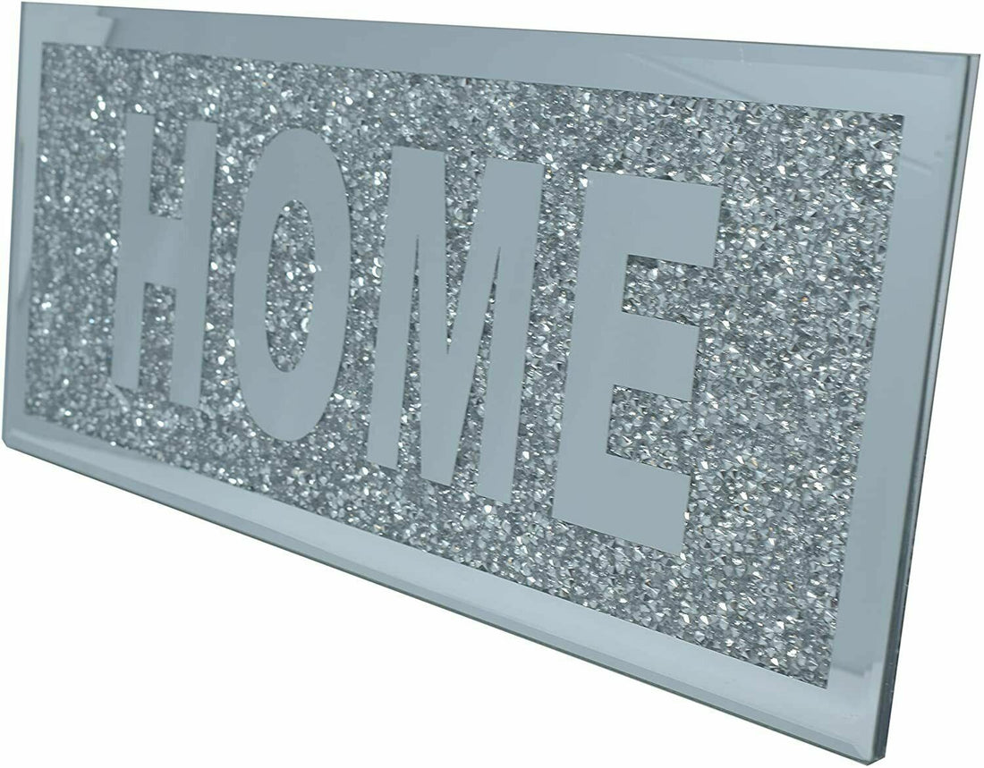 Silver sparkle crushed diamond standing plate ornament