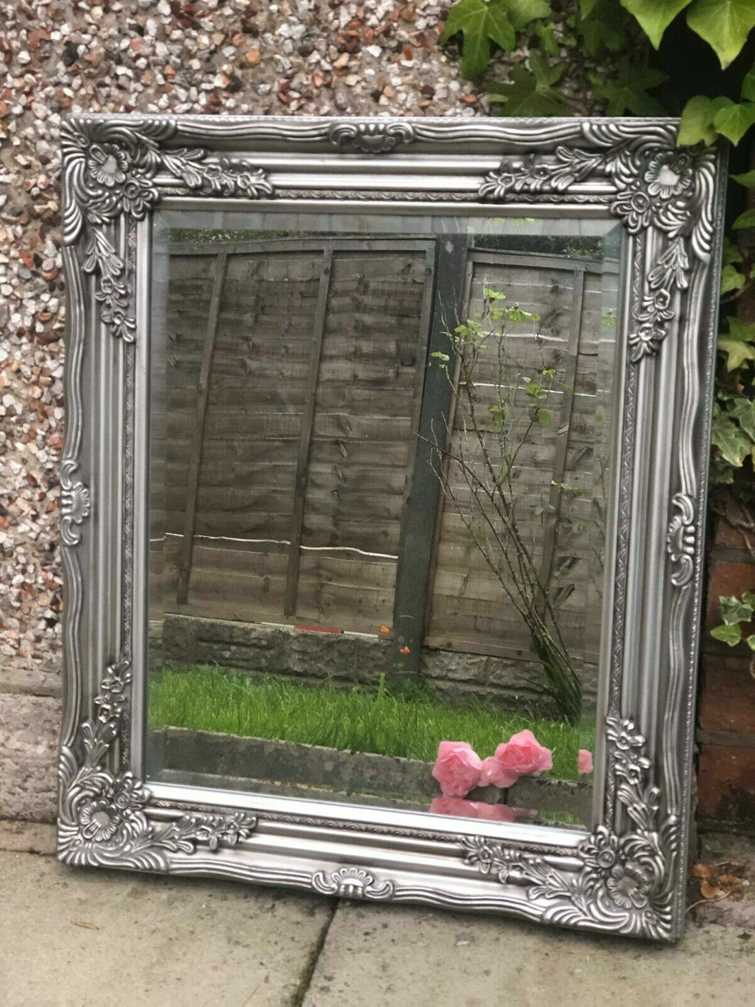 Silver ornate wall mirror classic design