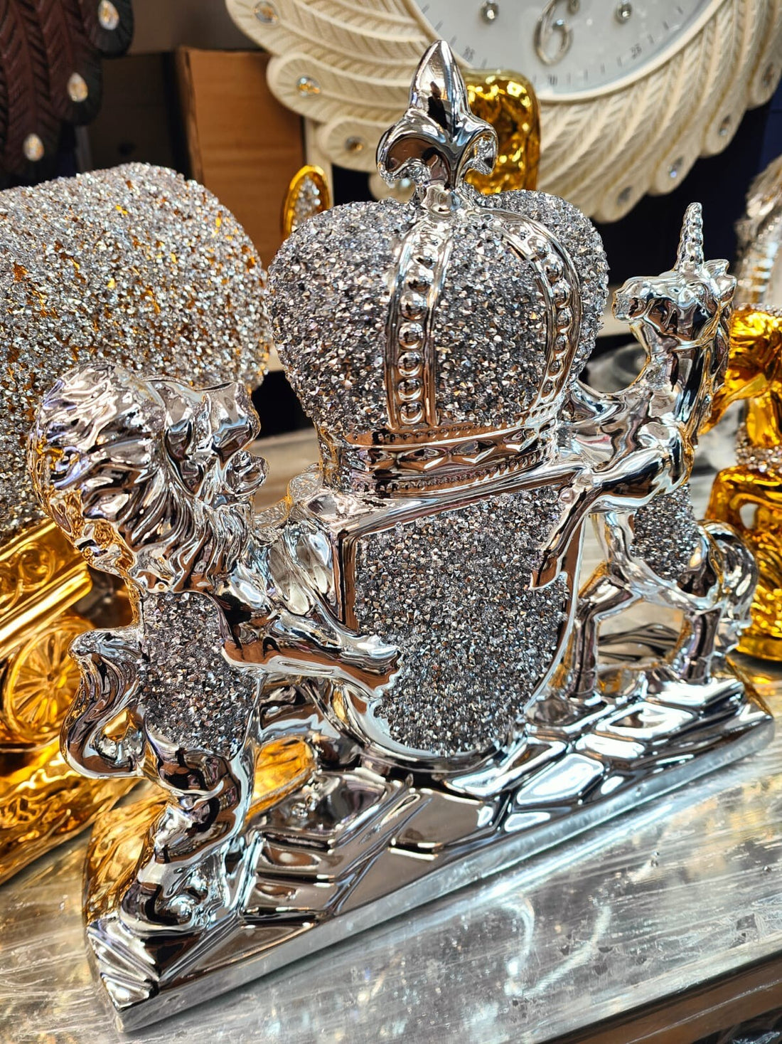 Royal lion unicorn crystal ornament
