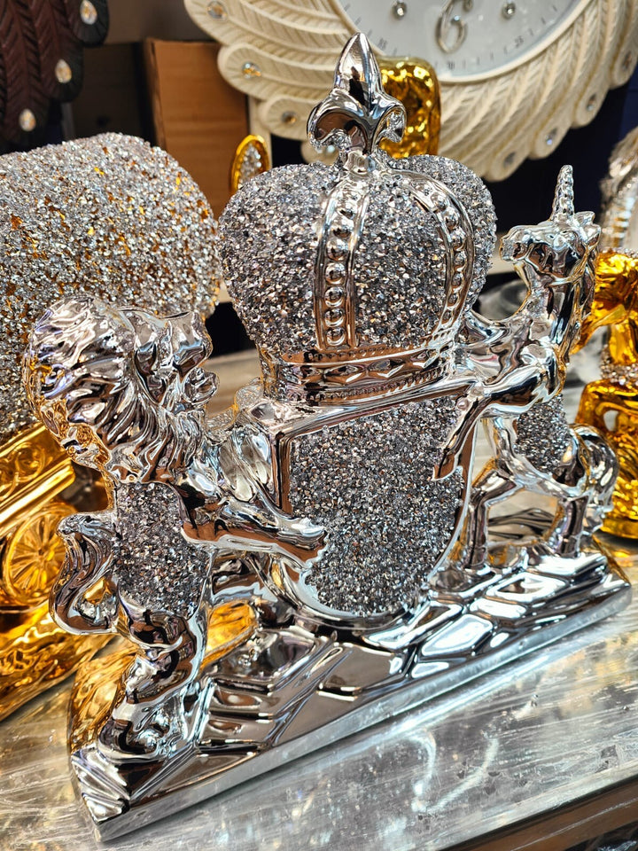 Royal lion unicorn crystal ornament