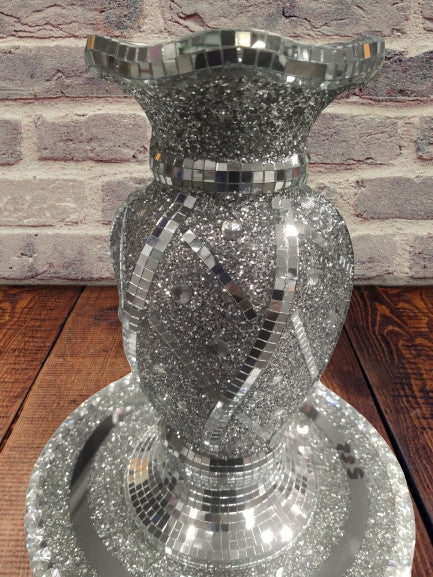 Silver crushed crystal bling mosaic vase 4