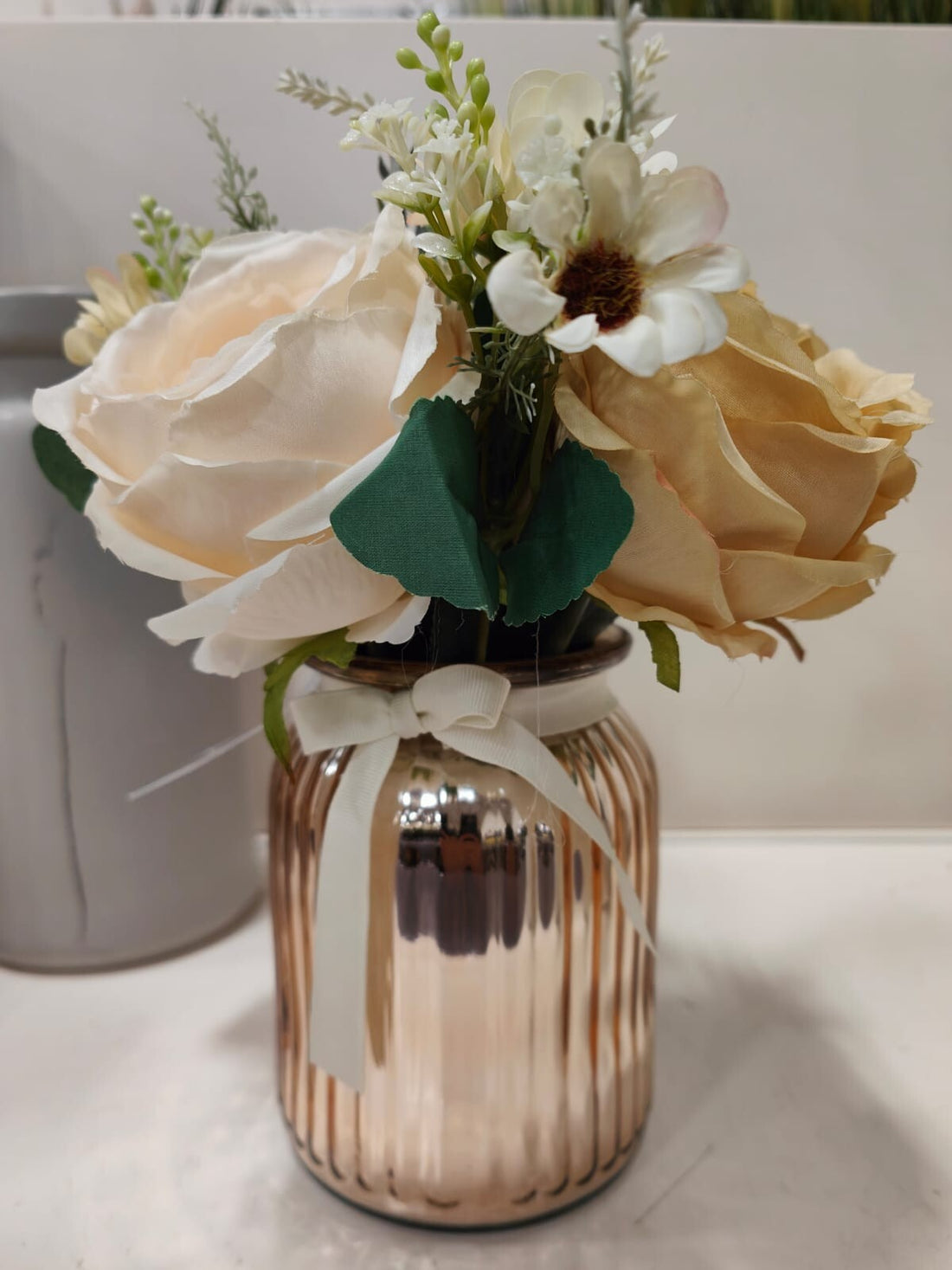 Vintage rose mixed artificial flower arrangement