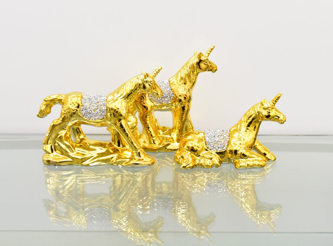 Unicorn sparkle bling ornament gold