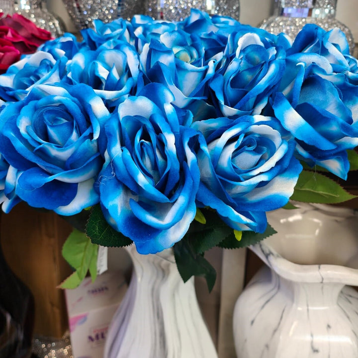 Blue artificial rose buds 12x