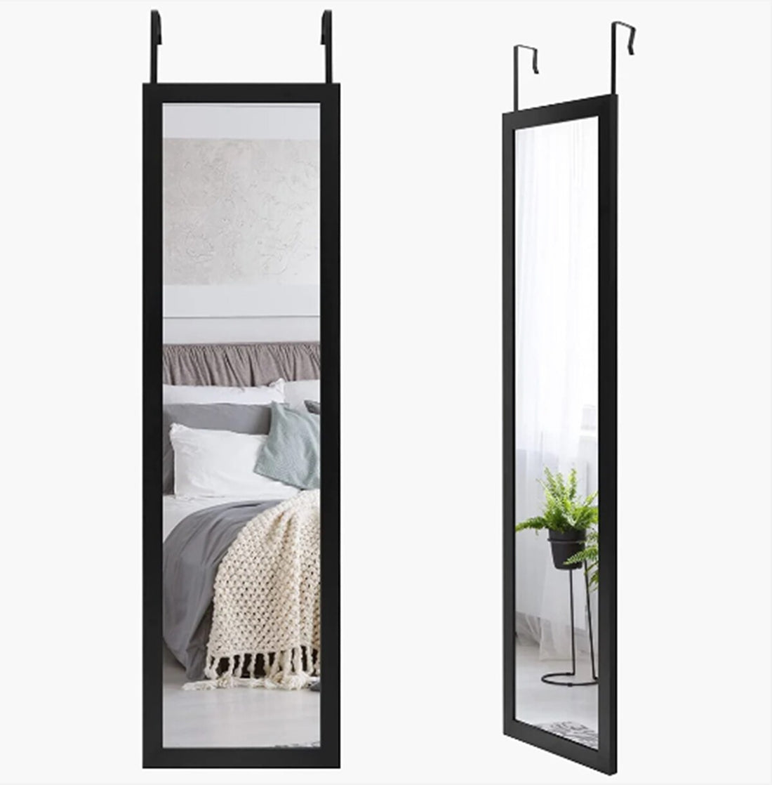 Over door tall mirror space saving design