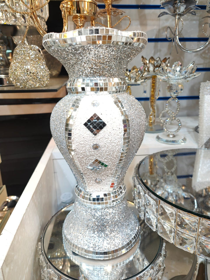 Silver crushed crystal bling mosaic vase 3