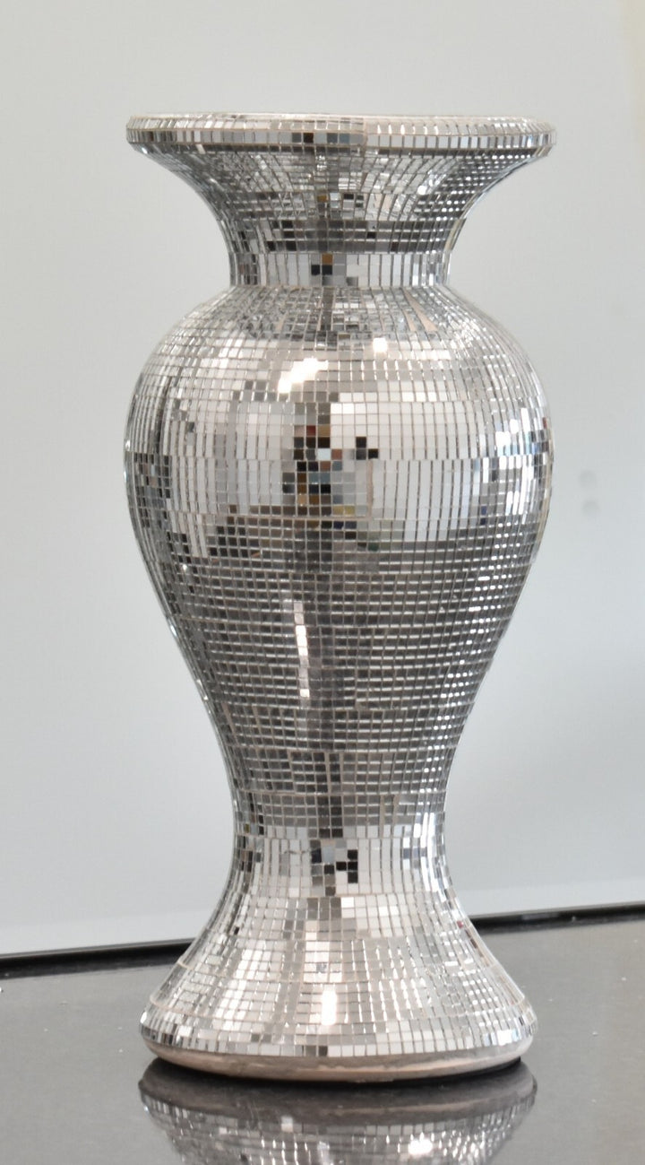 30cm silver ceramic mirrored pot vase 103