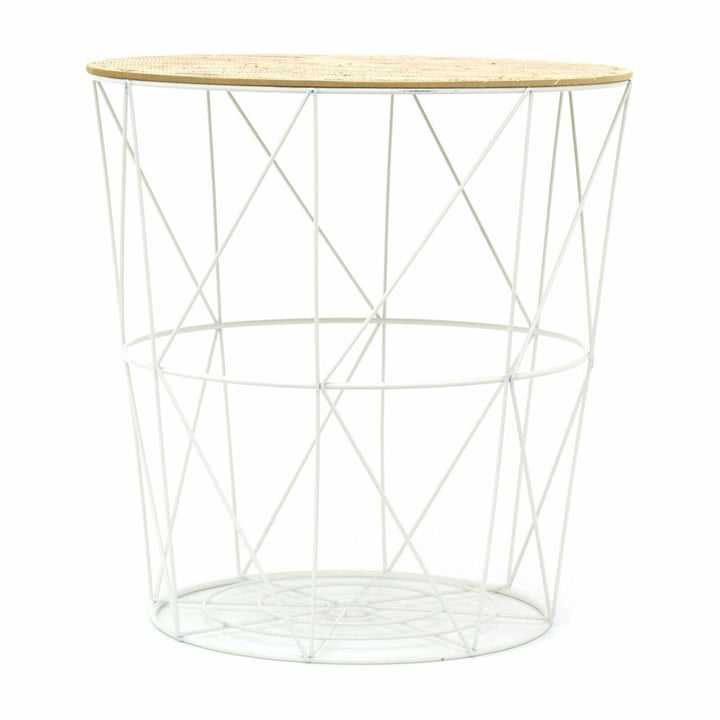basket side table wooden storage decor
