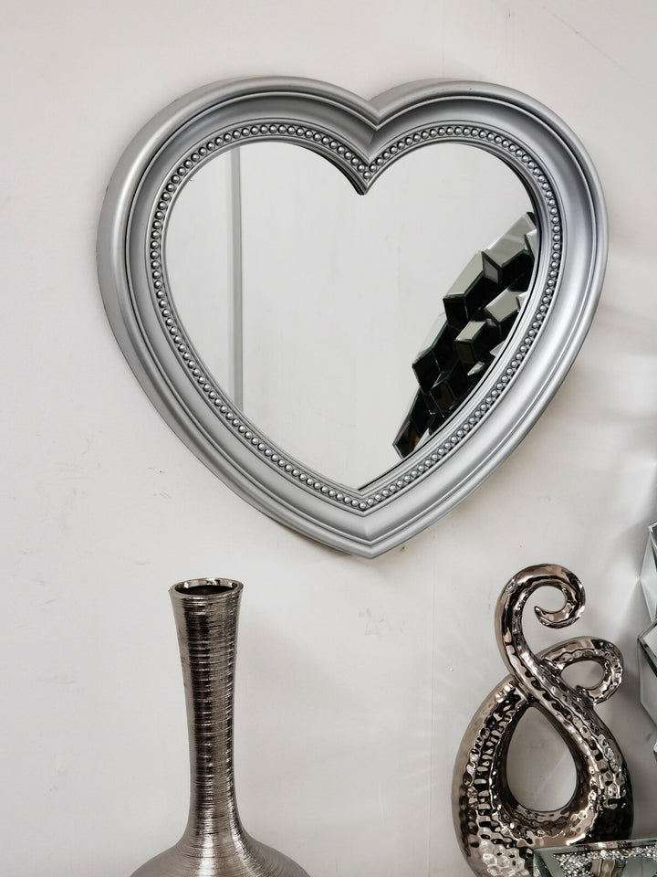 heart shaped beaded wall mirror decorative bedroom bathroom mirror