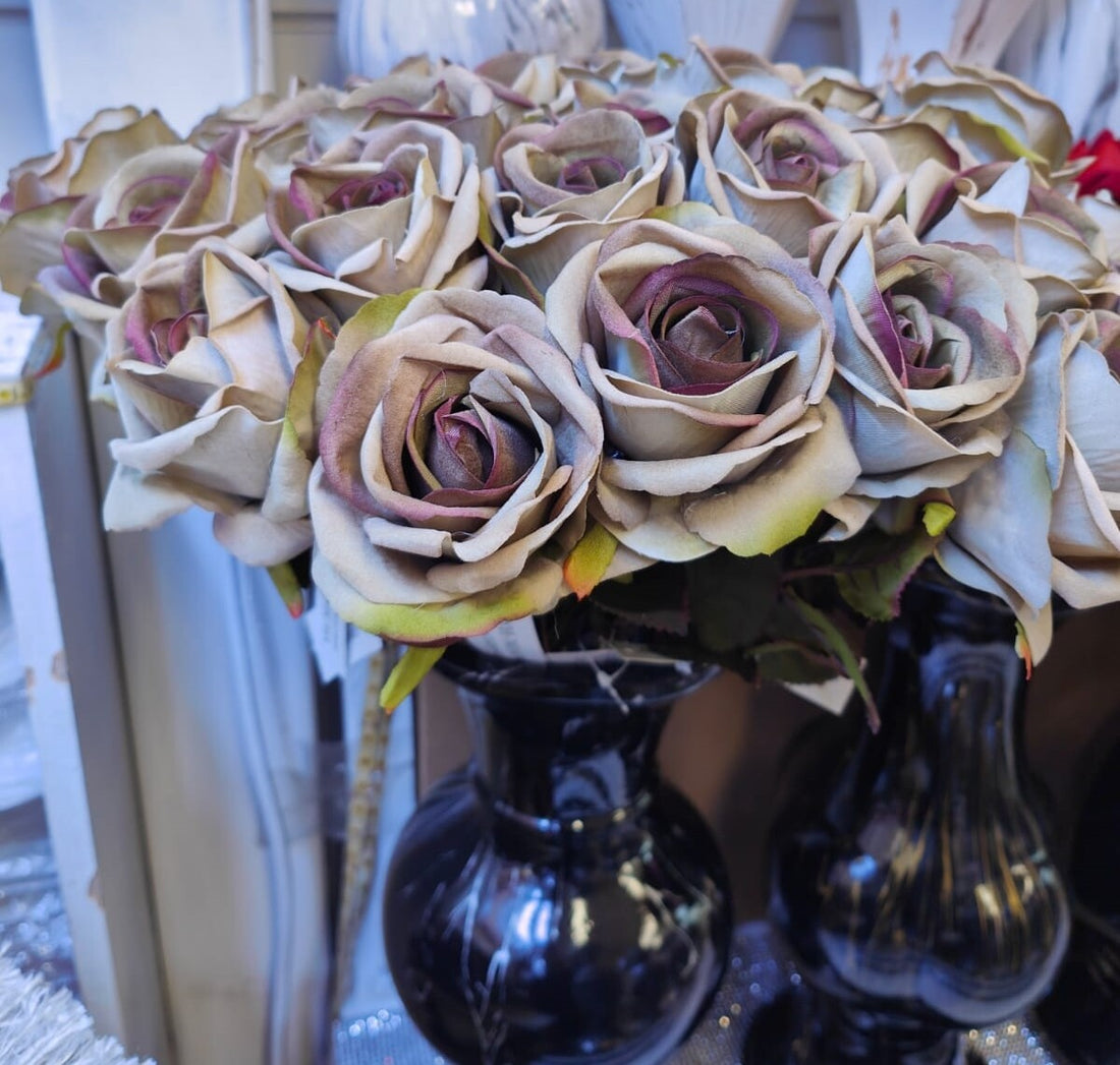 Purple artificial rose buds 12x