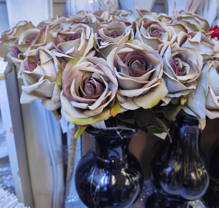 Purple artificial rose buds 12x