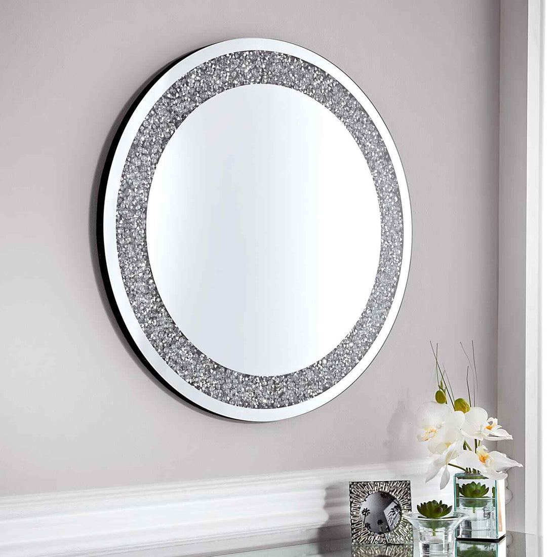 Jewel round wall mirror 60cm