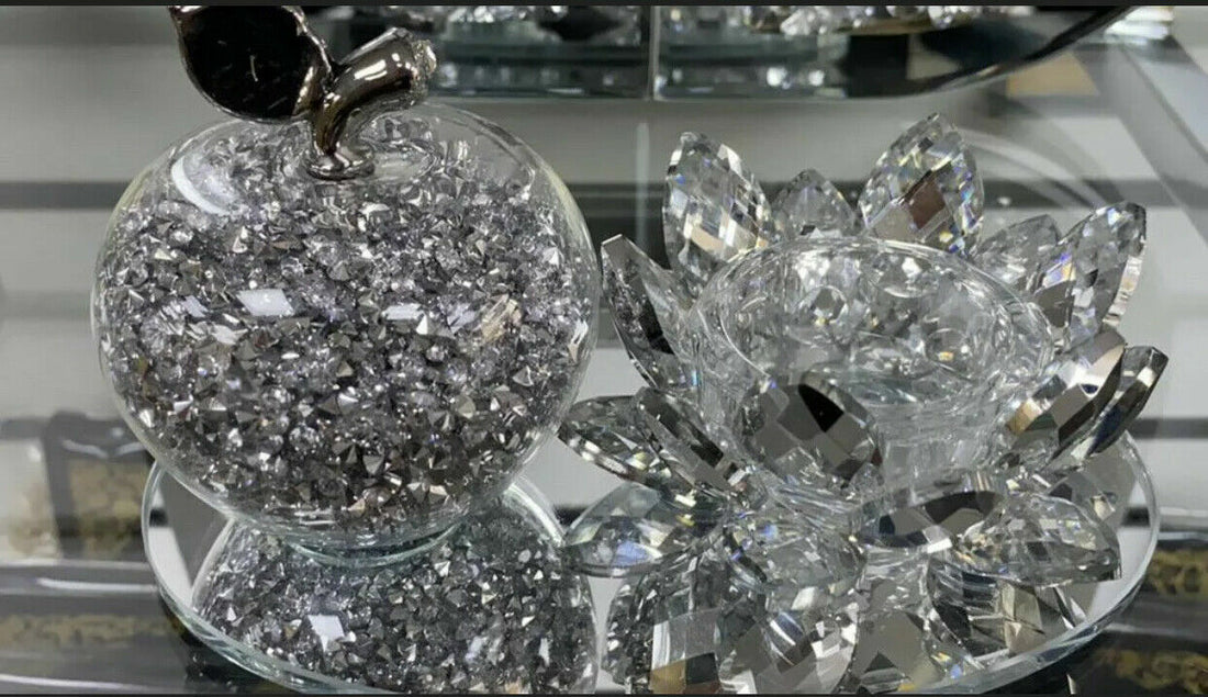 Crushed diamond apple tealight candle holder