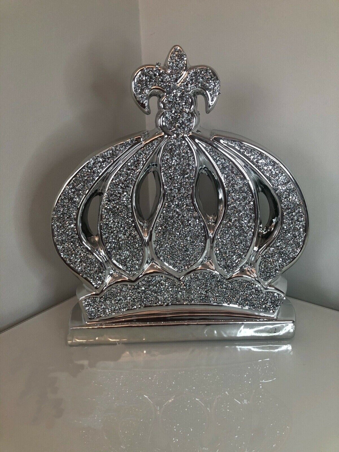 Large silver crown ornament