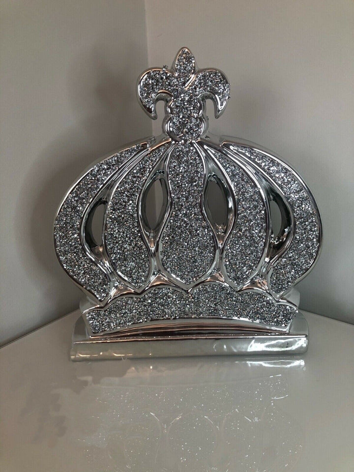 Large silver crown ornament