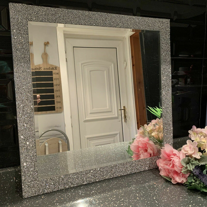 50x50cm crushed jewel square wall mirror
