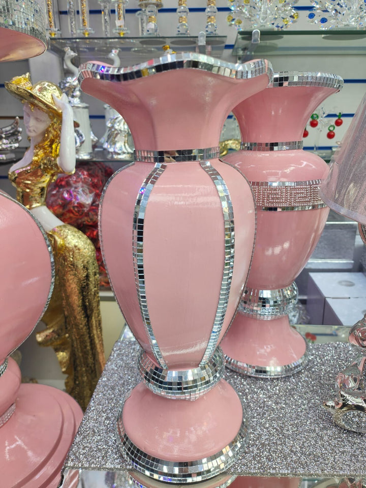 40cm ceramic mosaic vase crystal mirror flower pink