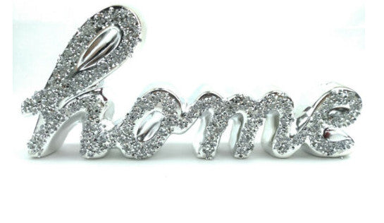 Crushed diamond mirrored home sign ornament