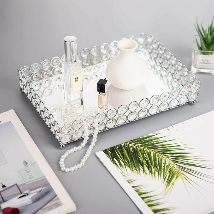 Modern Mirrored Crystal Small Tray 30x22cm