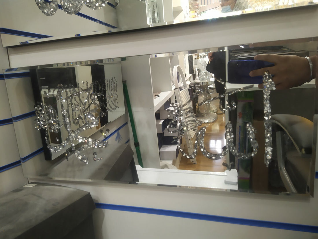 mirrored islamic calligraphy wall art crushed crystal plaque home decor