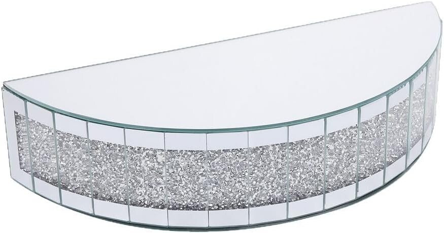 Half moon crystal band mirrored wall shelf